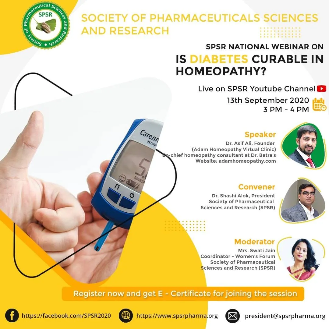 SPSR - NATIONAL WEBINAR ON 'IS DIABETES CURABLE IN HOMEOPATHY?'
