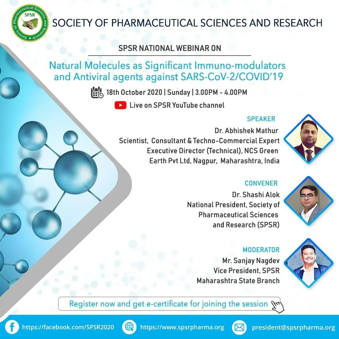 SPSR WEBINAR ON NATURAL MOLECULES AS SIGNIFICANT IMMUNOMODULATORS & ANTIVIRAL AGENTS AGAINST COVID19