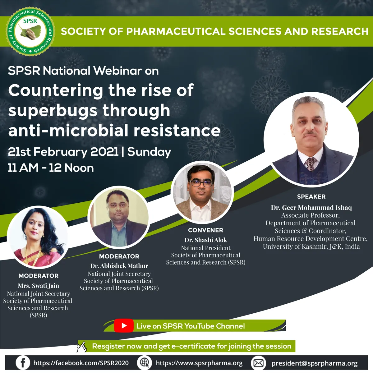 SPSR National Webinar on 'Countering the rise of superbugs through anti-microbial resistance'