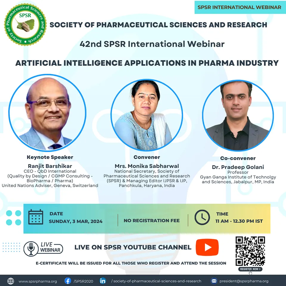 SPSR International Webinar on ‘Artificial Intelligence applications in Pharma Industry'