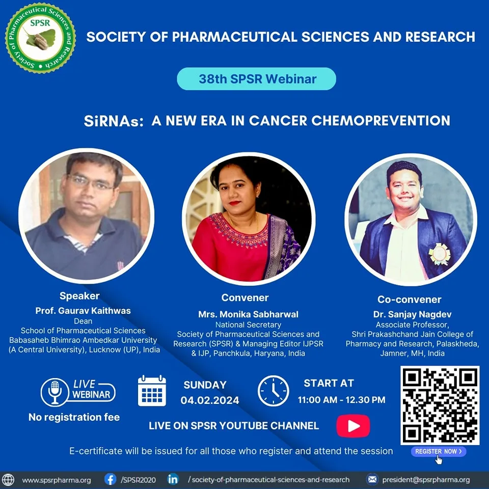 SPSR Webinar on ‘SiRNAs: A New Era in Cancer Chemoprevention