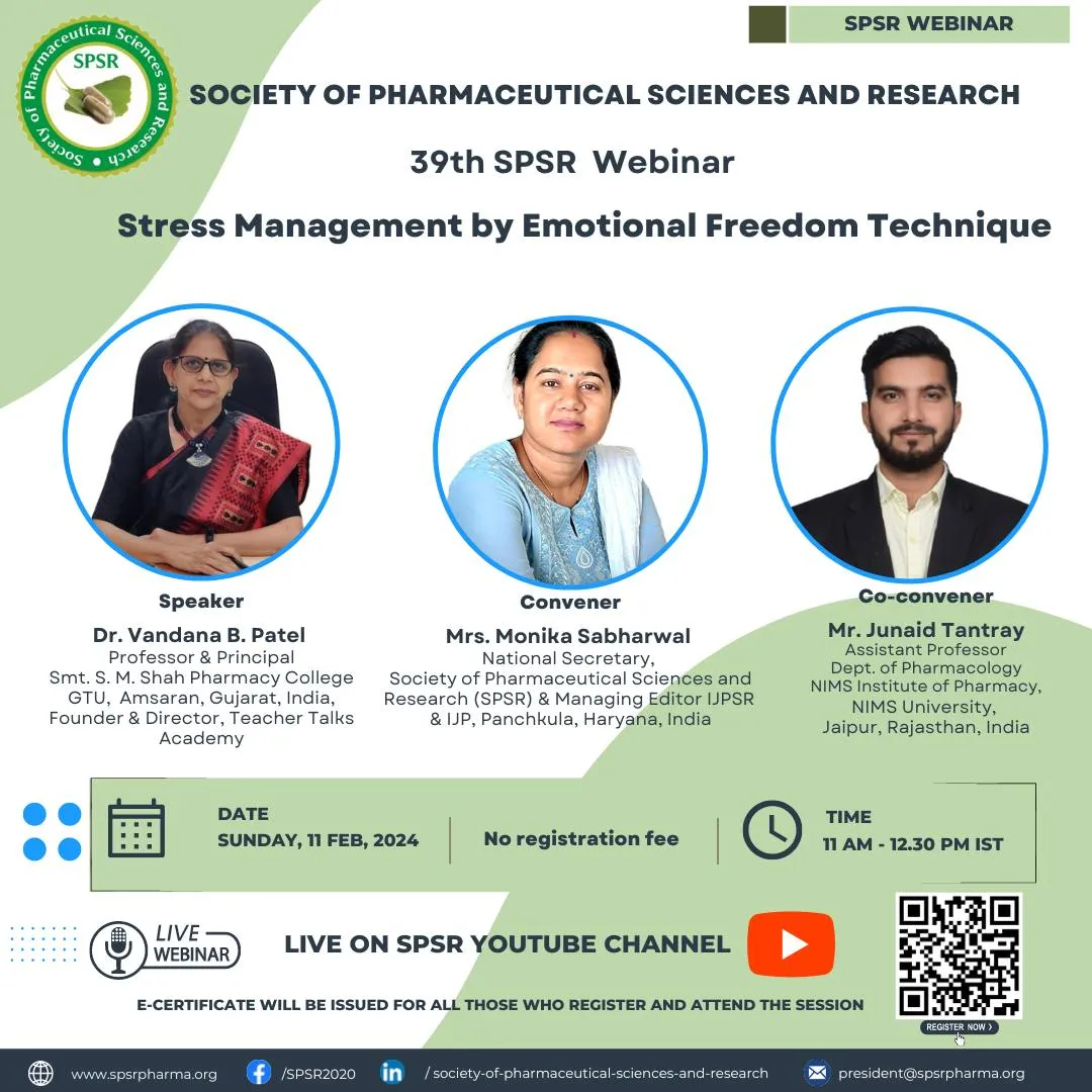 SPSR Webinar on ‘Stress Management by Emotional Freedom Technique'