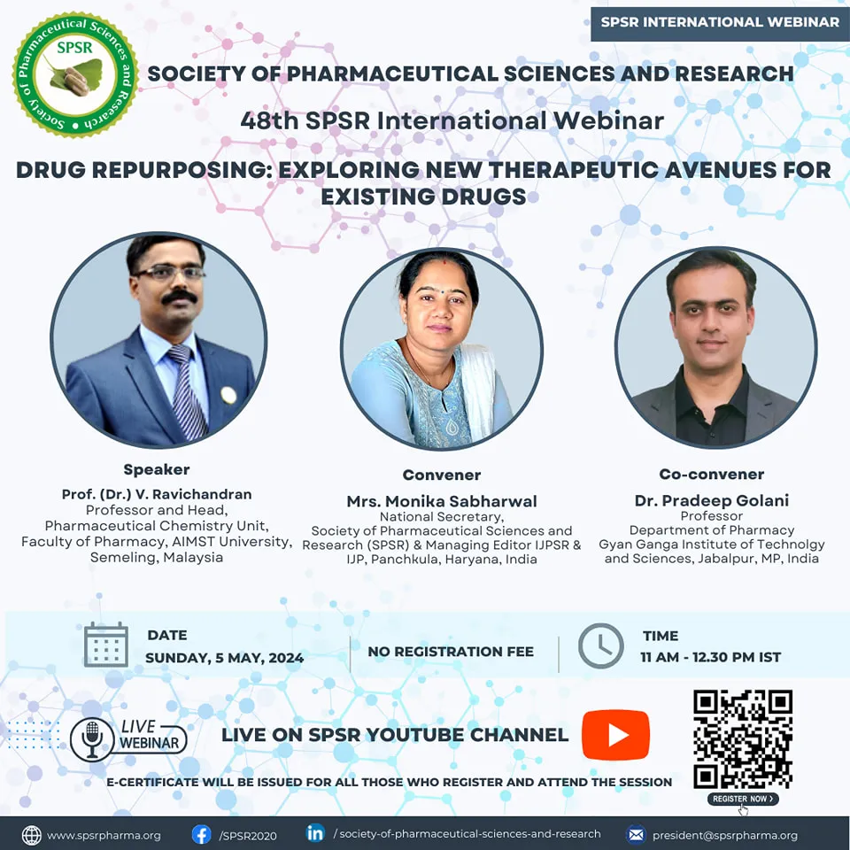 SPSR International Webinar on ‘Drug Repurposing: Exploring New Therapeutic Avenues for  Existing Drugs’
